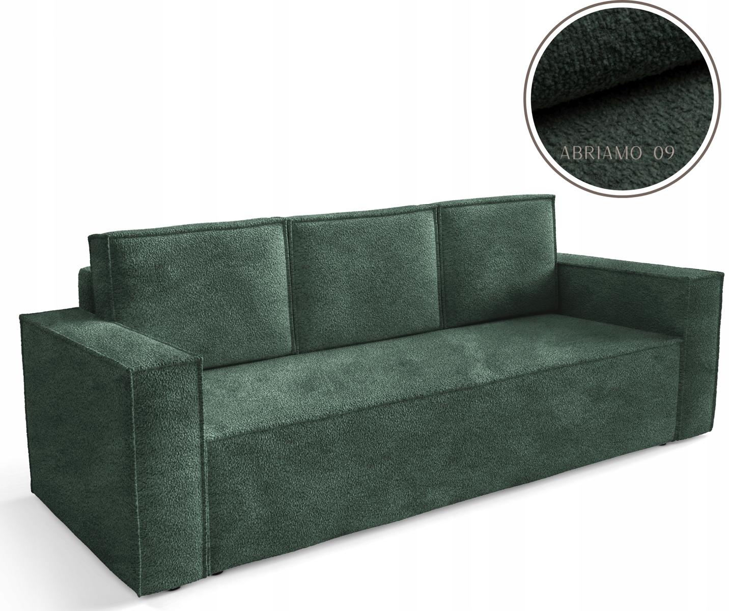 Kanapa CORDA 248x96x93 cm sofa z funkcją spania automat i pojemnik BOUCLE zielona do salonu nr. 1