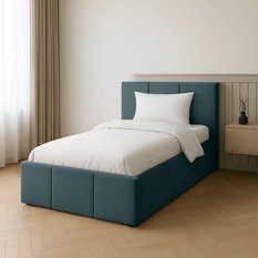Łóżko Pojedyncze 90x200cm łóżko tapicerowane z pojemnikiem turkusowe do sypialni wezgłowie 120 cm - Miniaturka zdjęcia nr 3