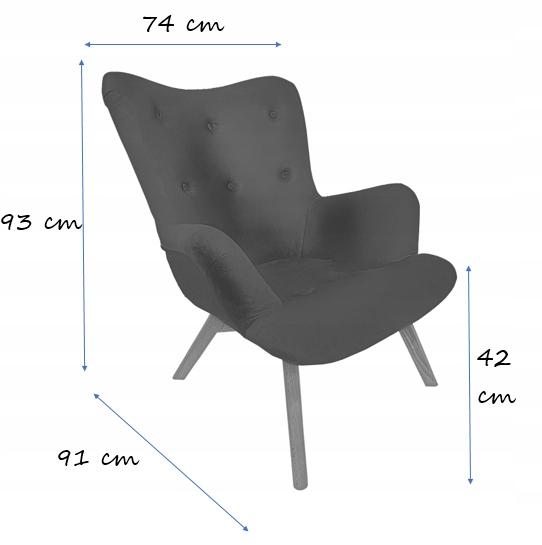 Fotel uszak Spectra 79 cm styl skandynawski szary nr. 2