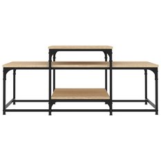 Stolik kawowy 102x60x45 cm z przestronnymi półkami dąb sonoma do salonu - Miniaturka zdjęcia nr 1