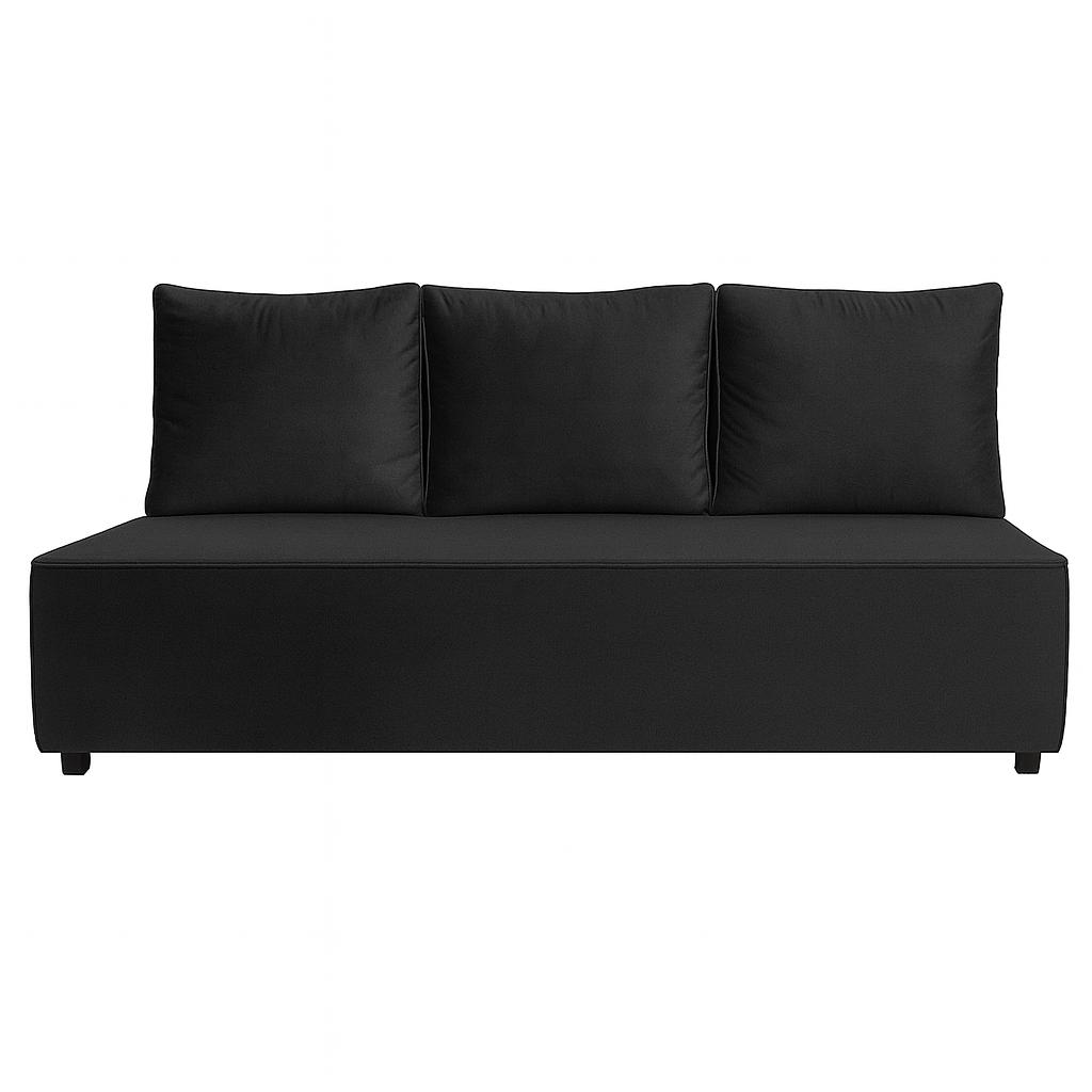 Kanapa 3 osobowa voxi czarna 188x85x90 cm velvet royal z funkcją spania i pojemnikiem na pościel bez boków, wygodna sofa z materacem T30