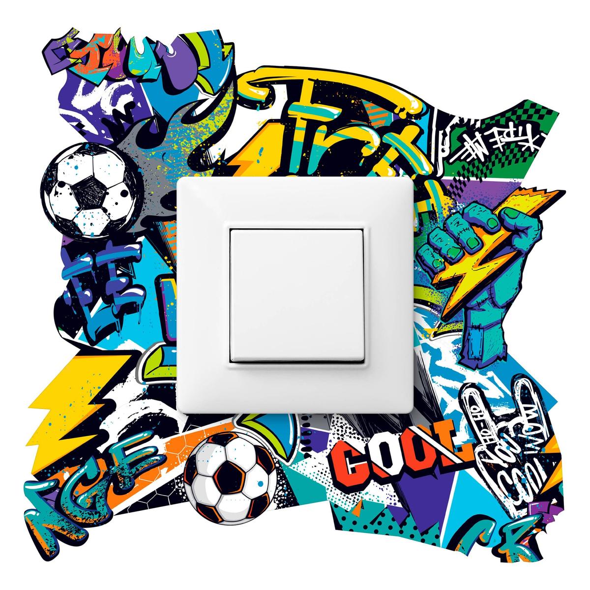 Naklejka Pod Włącznik Światła Dla Dzieci Graffiti 20x20 Abstrakcja Piłka Nożna