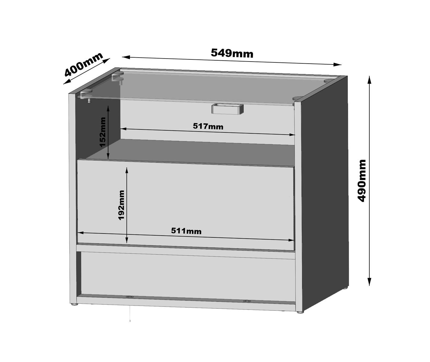 SZAFKA NOCNA 55CM Z SZKLANĄ GÓRĄ I MOŻLIWĄ WSTAWKĄ DĄB WOTAN - VISION 5 Czarny mat - Czarny połysk nr. 5