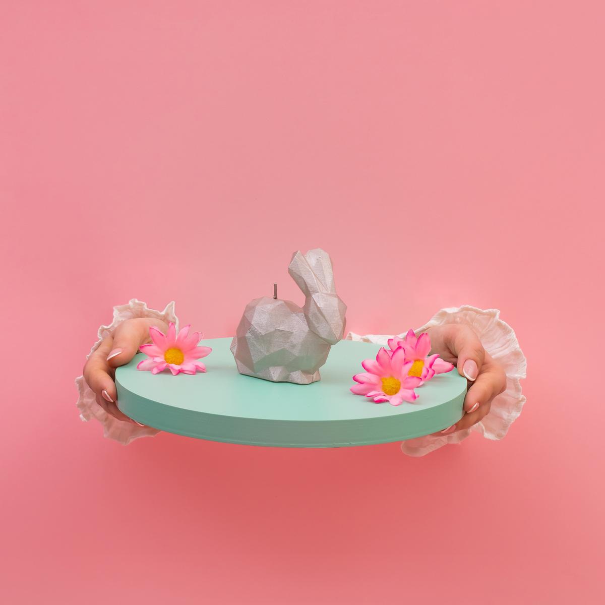 Świeca Rabbit Low-Poly Pink Small nr. 5