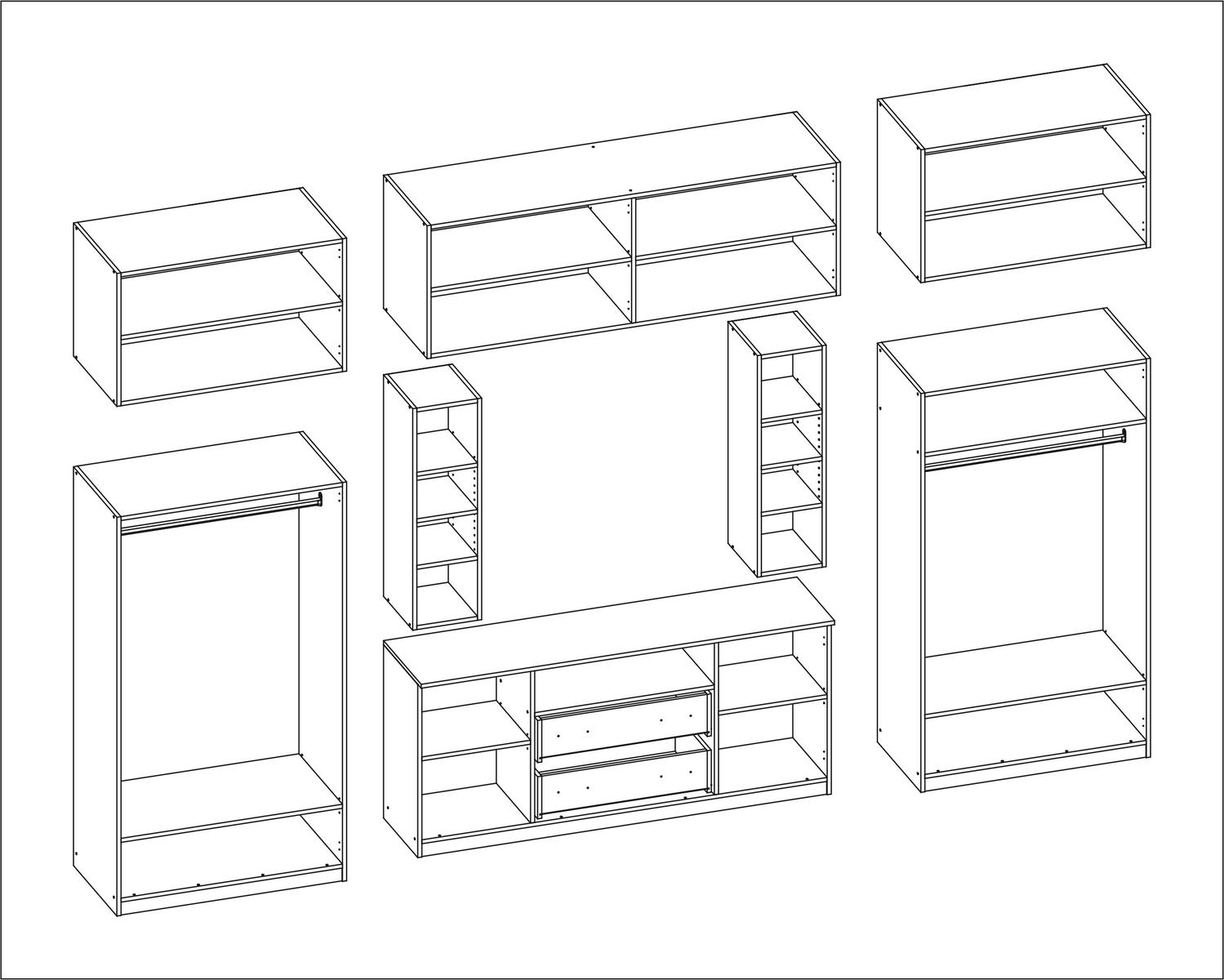 Meblościanka z szafą DAKO 380x240x55 cm zestaw mebli do salonu RTV Sonoma jasna MDF  nr. 3