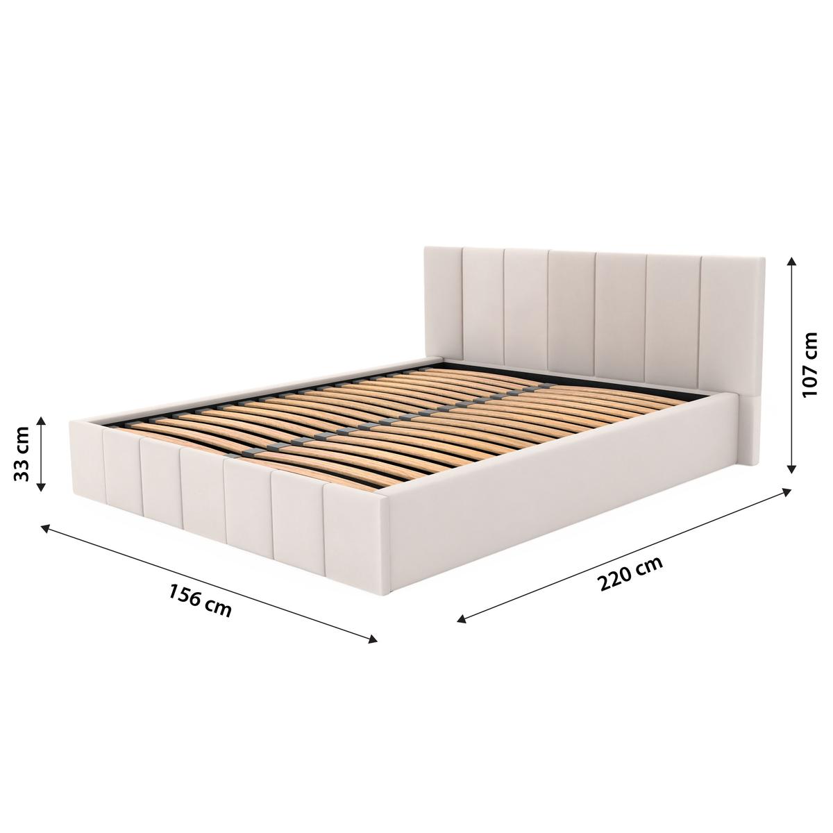 Łóżko tapicerowane 140x200 premium z pojemnikiem do sypialni kremowe wezgłowie 107 cm nr. 3