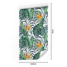 Tapeta Do Sypialni TROPIKALNE Liście Kwiaty Natura 53x1000  - Miniaturka zdjęcia nr 2