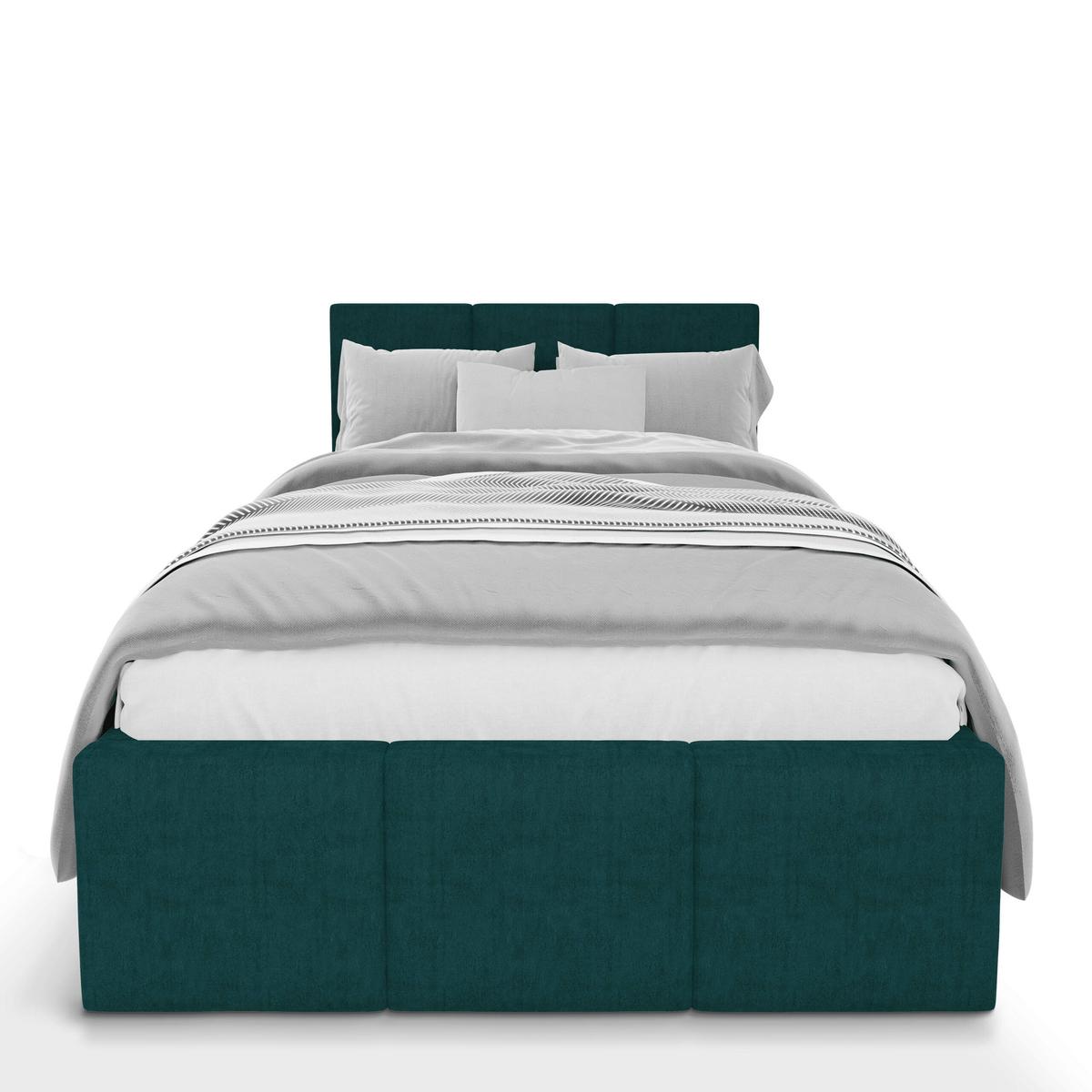 Łóżko Pojedyncze 90x200cm łóżko tapicerowane z pojemnikiem turkusowe do sypialni wezgłowie 100 cm nr. 6