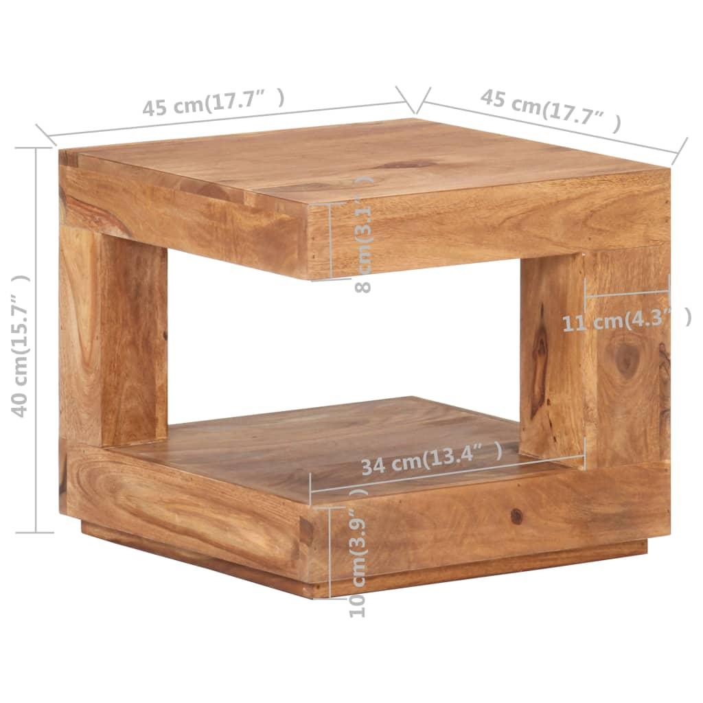 Stolik kawowy 45x45x40 cm z półką z litego drewna akacjowego do salonu nr. 7