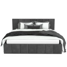 Łóżko tapicerowane 160x200 premium z pojemnikiem do sypialni grafitowe wezgłowie 107 cm - Miniaturka zdjęcia nr 9