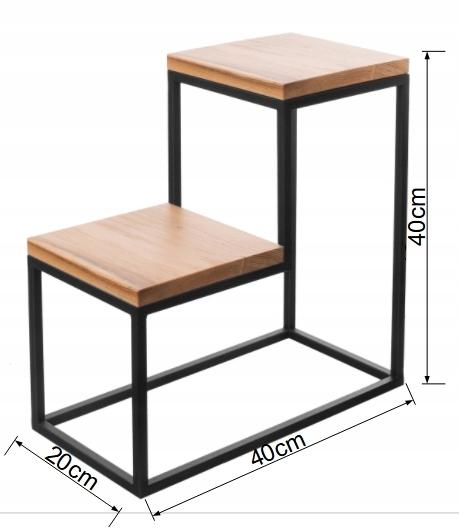 Kwietnik 40x40 cm do salonu sypialni stojak metal deska dąb prawdziwe drewno i stal nr. 4