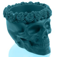 Donica Skull Flowers Dark Turquoise Poli  11 cm - Miniaturka zdjęcia nr 3