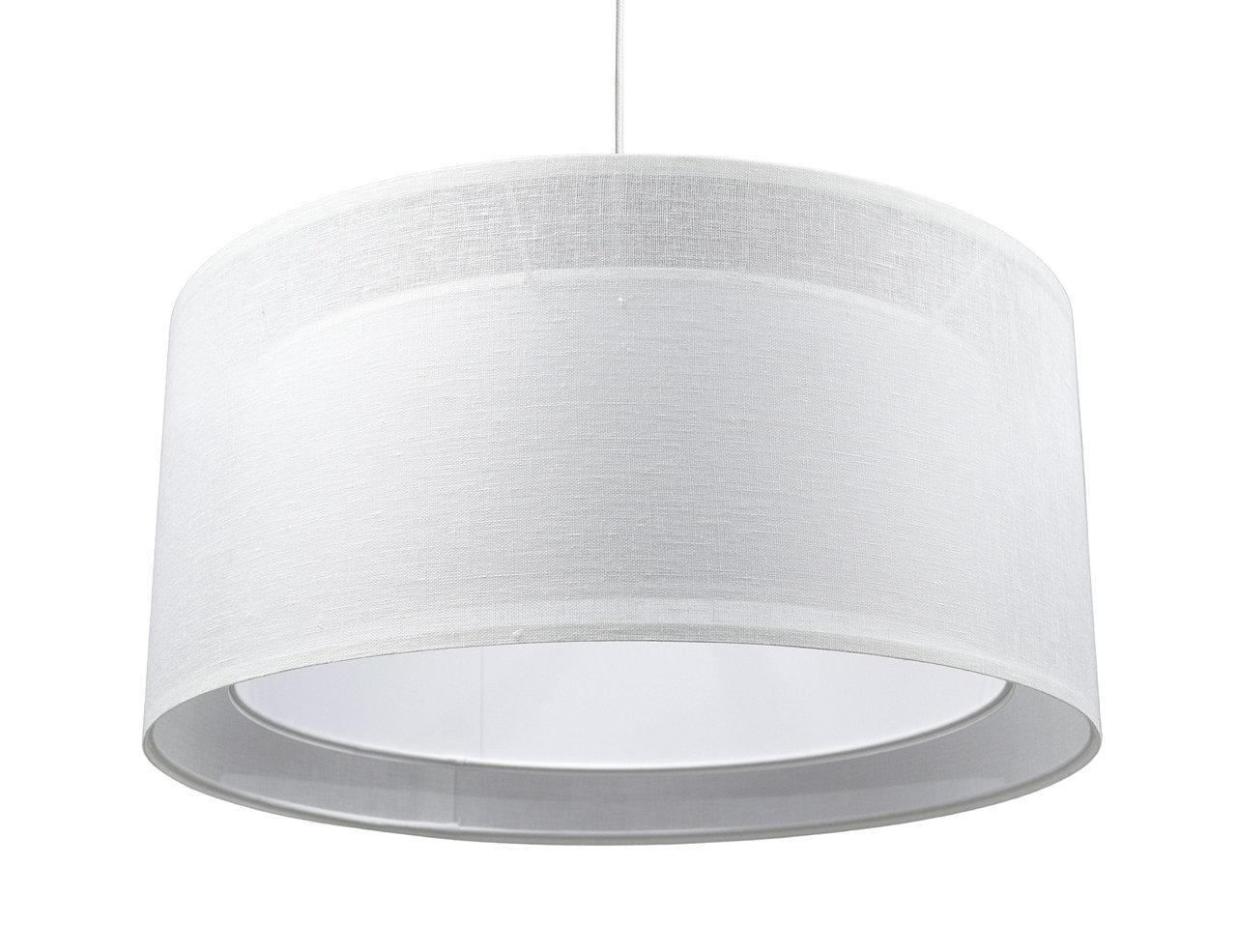 Lampa wisząca DUO 50 cm lniana do sypialni pokoju biała  nr. 6