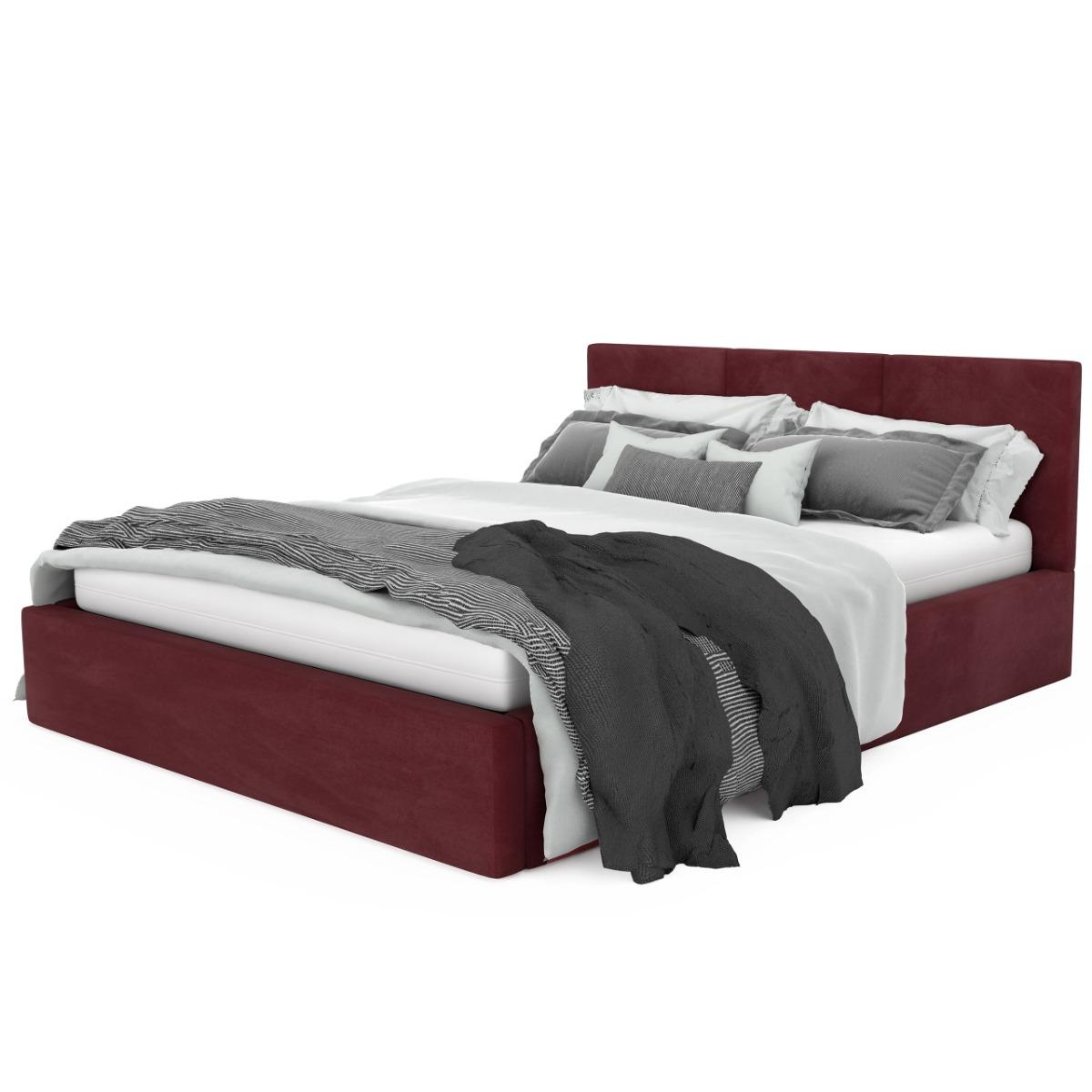 Łóżko tapicerowane do sypialni basic 120x200x88 cm łóżko podwójne z pojemnikiem bordowe nr. 10