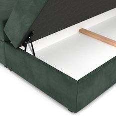 Łóżko kontynentalne 160x200x113 cm tapicerowane podwójne z materacem butelkowa zieleń - Miniaturka zdjęcia nr 15
