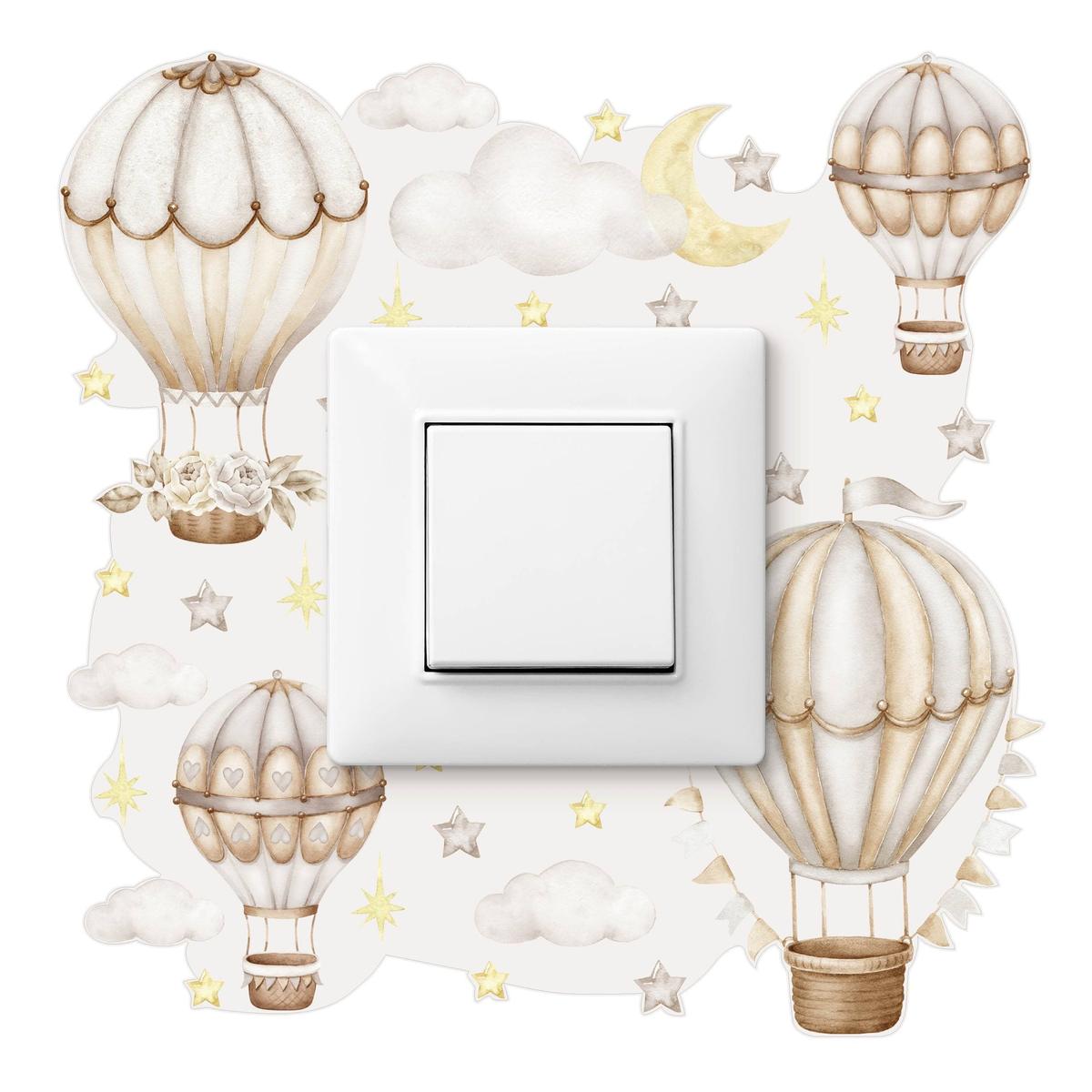 Naklejka Pod Włącznik Do Pokoju Dziecięcego Balony 20x20 Chmurki Gwiazdy Boho