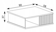 Stolik CALI 90x58 cm dąb artisan/czarny ława z szufladą i półkami lamele do salonu - Miniaturka zdjęcia nr 5