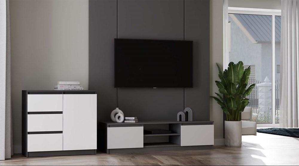 Szafka RTV Malwa 36x140x40 cm do salonu stolik pod telewizor antracyt biały nr. 7
