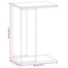 Stolik kawowy 40x30x59 cm boczny na metalowej ramie czarny  do salonu - Miniaturka zdjęcia nr 6