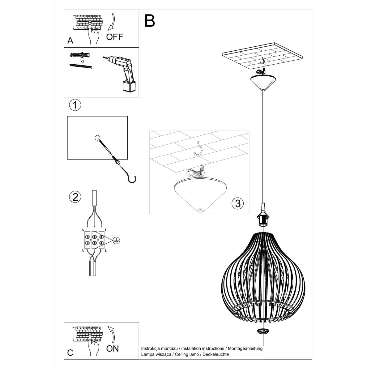 Lampa wisząca APRILLA 110x40x40cm nowoczesna E27 do salonu nr. 5