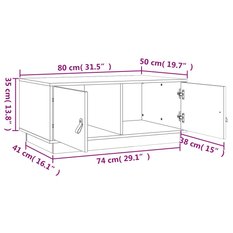 Stolik kawowy 80x50x35 cm z zamykanymi szafkami lite drewno sosnowe do salonu - Miniaturka zdjęcia nr 10