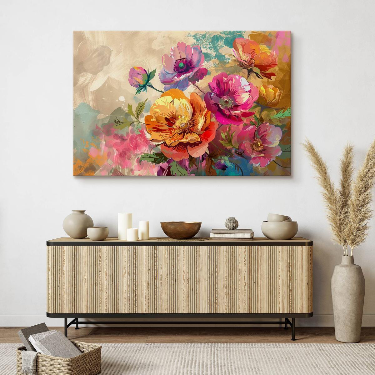 Obraz Na Płótnie Akwarelowe Kolorowe Kwiaty 70x50 Natura do Salonu nr. 7