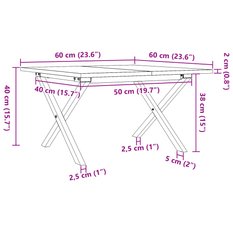 Stolik kawowy 60x60x40 cm nogi w kształcie litery X lite drewno do salonu - Miniaturka zdjęcia nr 10