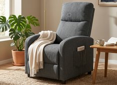 Fotel rozkładany VELLO szary 64x89-156 cm x98 cm – nowoczesny fotel z funkcją spania, komfortowy fotel do salonu i pokoju