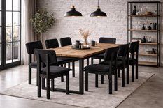 Krzesło drewniane do jadalni NILO tapicerowane czarny/siedzisko czarne velvet  - Miniaturka zdjęcia nr 2