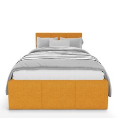 Łóżko Pojedyncze 90x200cm łóżko tapicerowane z pojemnikiem żółte do sypialni wezgłowie 88 cm - Miniaturka zdjęcia nr 6