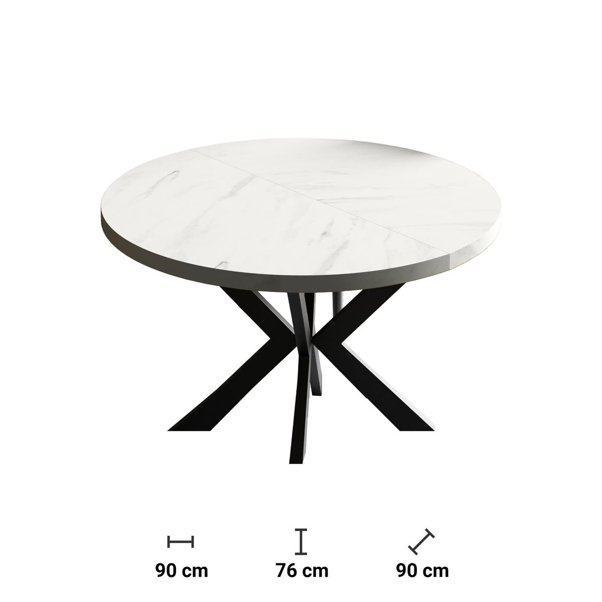 Stół rozkładany 90 cm okrągły Granito marmur bianco do jadalni nr. 3