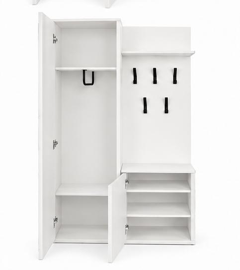 Garderoba do przedpokoju DUO 180x95x35 cm z lustrem wieszakami szafka na buty biały, lewa nr. 6