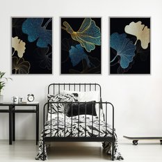 ZESTAW 3x Plakat W Ramie Abstrakcyjne Liście W Stylu Glamour 60x80cm - Miniaturka zdjęcia nr 3