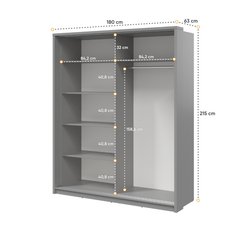 Szafa przesuwna Arti 180 cm do sypialni przedpokoju garderoby szary - Miniaturka zdjęcia nr 5