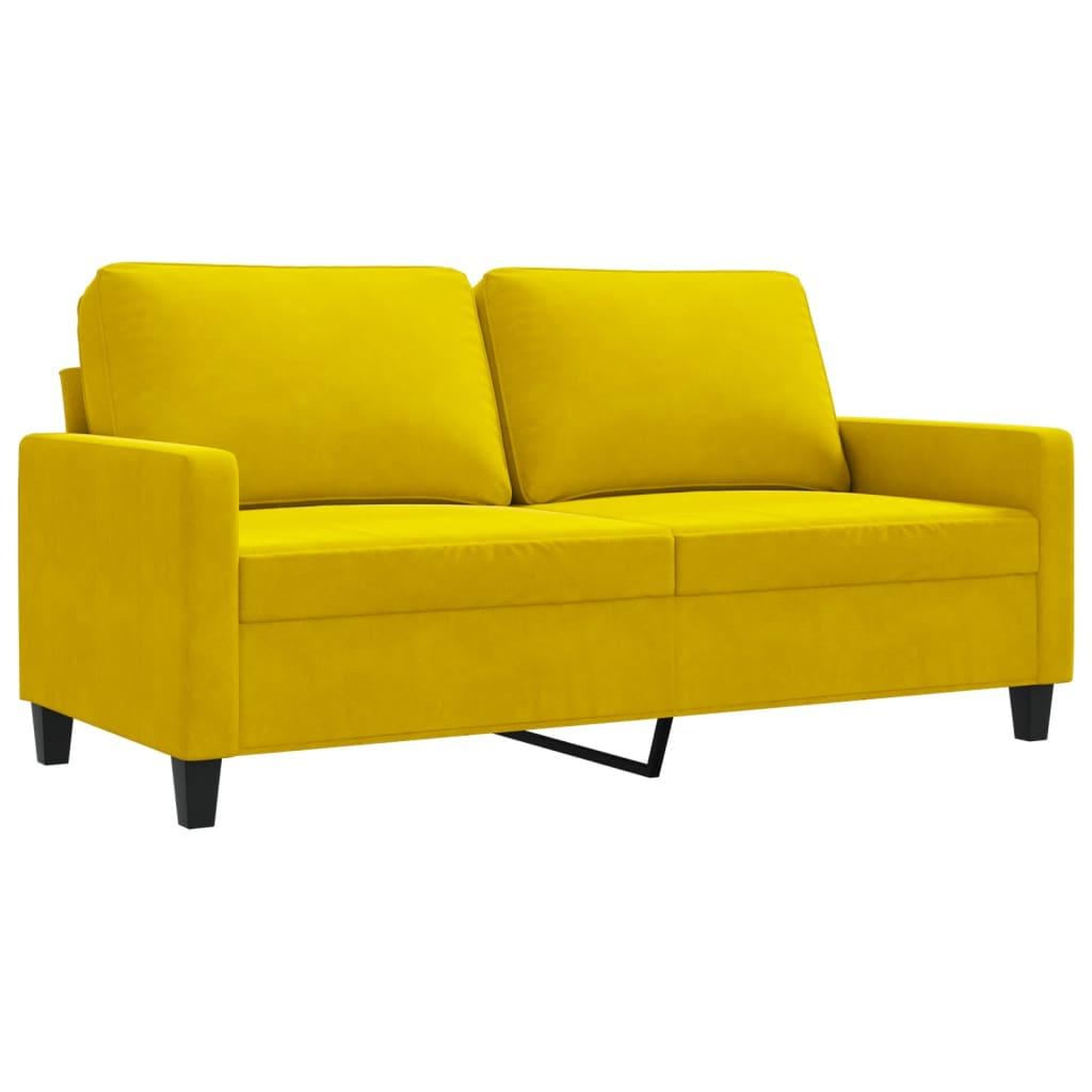 Sofa 158x77x80 cm 2-osobowa tapicerowana aksamitem żółta do salonu