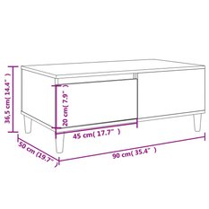 Stolik kawowy 90x50x36,5 cm z praktyczną szufladą i półką przydymiony dąb do salonu - Miniaturka zdjęcia nr 10