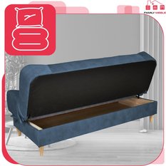 Wersalka SARA 200x95 cm niebieski rozkładana kanapa z pojemnikiem sofa do salonu Aura - Miniaturka zdjęcia nr 6