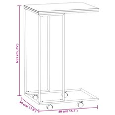 Stolik kawowy 40x30x63,5 cm boczny na metalowej ramie biały do salonu - Miniaturka zdjęcia nr 6