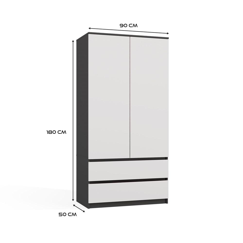 Szafa otwierana Malwa SS-90 180x90x60 cm do sypialni antracyt biel nr. 2