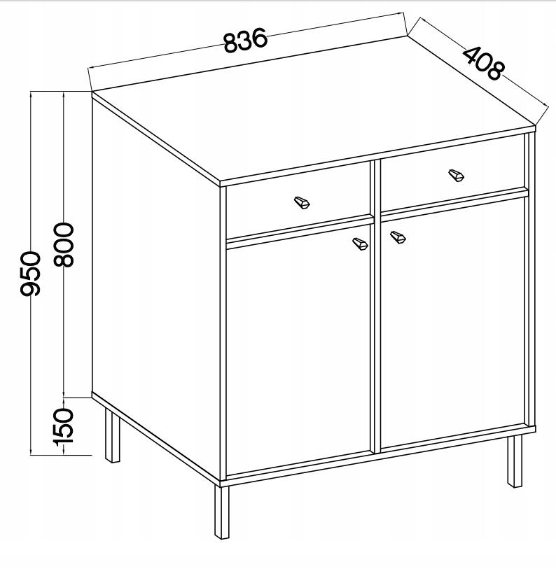 Komoda 83 cm avila beżowa szuflady drzwi stelaż metalowe nogi I uchwyty nr. 3