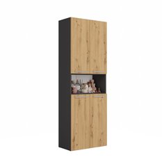 Słupek łazienkowy NEL DK 2K 174x60x30 cm do łazienki podwójny kosz na pranie regał antracyt dąb artisan - Miniaturka zdjęcia nr 2