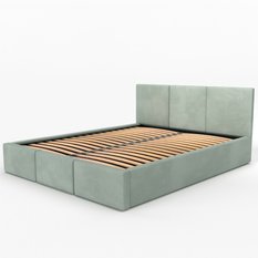 Łóżko tapicerowane do sypialni 180x200x100 cm podwójne z pojemnikiem modne miętowe - Miniaturka zdjęcia nr 14