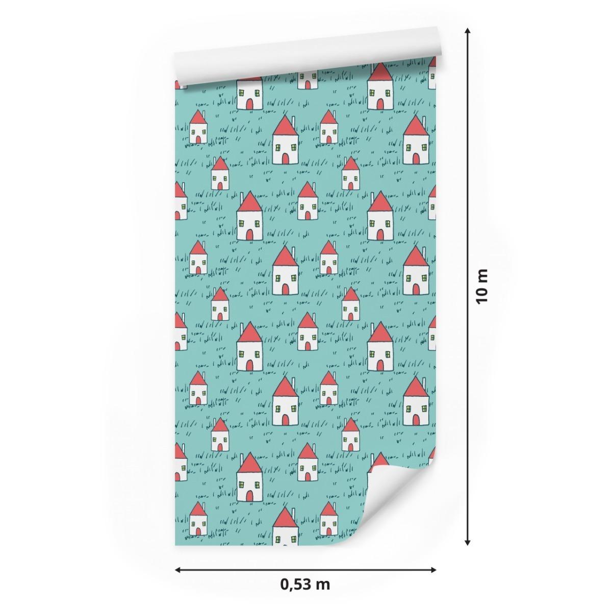 Tapeta Do Pokoju Dziecięcego Rysowane DOMKI Trawa 53x1000  nr. 2