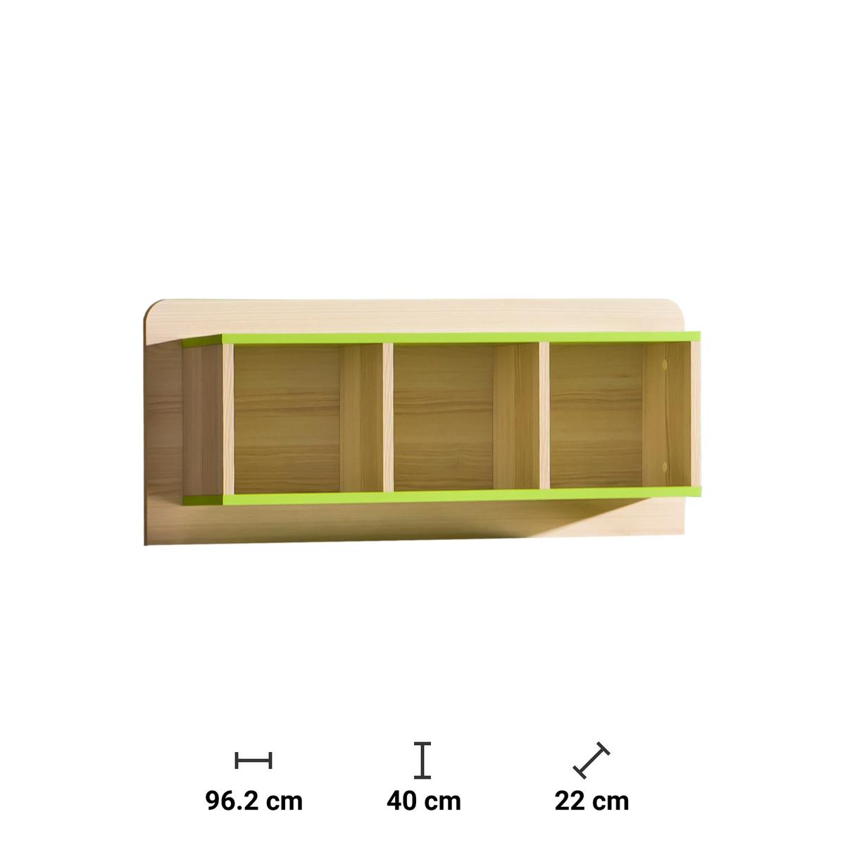 Szafka wisząca 96,2x22x40 cm Lorento z trzema półkami jesion coimbra zieleń limonki do pokoju nr. 2