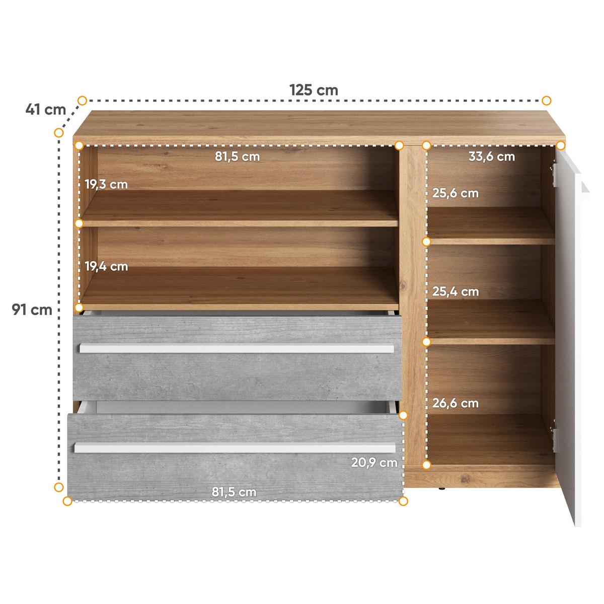 Komoda Plano Nash 125 cm do salonu sypialni przedpokoju dąb nr. 4