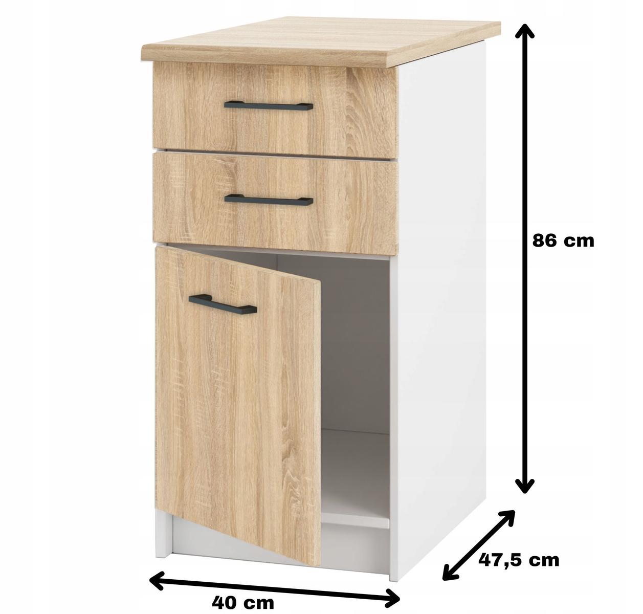 Szafka kuchenna dolna 40x86x60 cm stojąca z szufladami blatem dąb sonoma do kuchni nr. 2