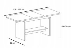 Dąb Artisan Ława Stół 2 w 1 Ławostół Rozkładany do 156 cm Regulowany - Miniaturka zdjęcia nr 5