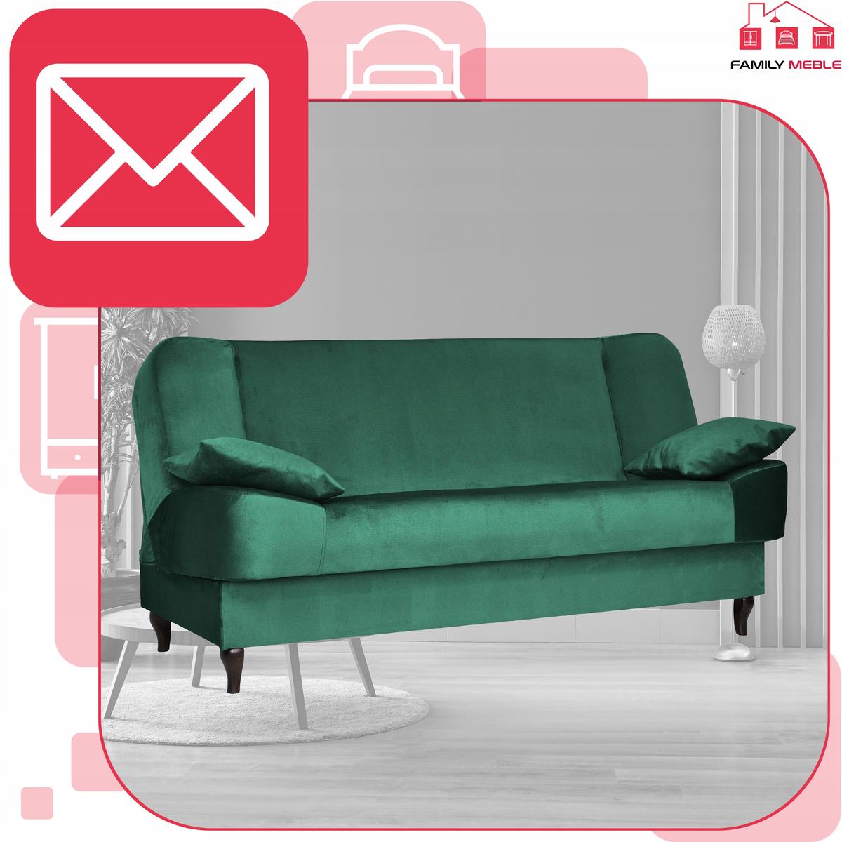 Wersalka SARA 200x95 cm butelkowa zieleń rozkładana kanapa z pojemnikiem sofa do salonu Monolith nr. 3