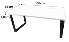 Biurko gamingowe model 0 Low 136x66x2.8 cm białe loftowe stół komputerowe metalowe do pokoju gracza - Miniaturka zdjęcia nr 2