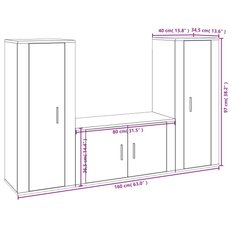 Zestaw szafek RTV 80x34,5x40 cm 3 szt przydymiony dąb do salonu - Miniaturka zdjęcia nr 7